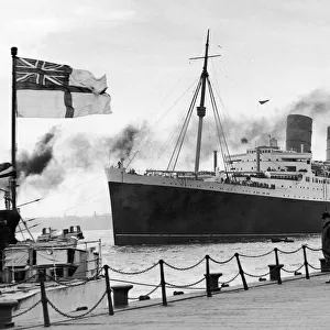 Photo shows the Mauretania at the Princes landing stage, Liverpool