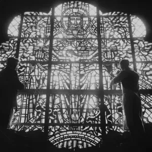 A photograph of a stained glass window intended for Liverpools Anglican cathedral A photograph of a stained glass window intended for Liverpools Anglican cathedral