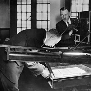Photographing documents at Scotland Yard. London. May 1929