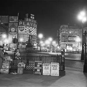 Piccadilly Circus at night. London. Picture shows the scene where the Advertising Piccadilly Circus at night. London. Picture shows the scene where the Advertising