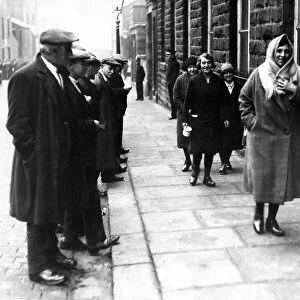 Pickets outside a Burnley Mill during a strike. These at Burnley in October 1931 look