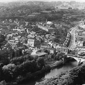 Picture shows the city of Durham, as it looks from the main tower of Durham Cathedral