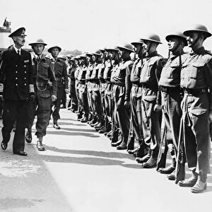 Picture shows King Haakon of Norway, inspecting The Home Guard