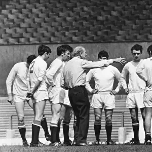 Picture shows Matt Busby, instructing his Manchester United team