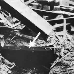 Print of a Morrison Shelter after an air raid Print of a Morrison Shelter after an air raid