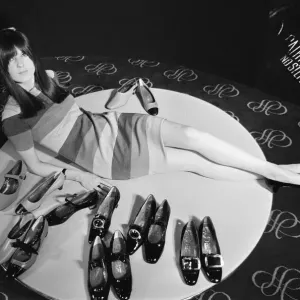 Picture shows Ready Steady Go! presenter Cathy McGowan promoting the Trend Stepper shoes Picture shows Ready Steady Go! presenter Cathy McGowan promoting the Trend Stepper shoes