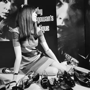 Picture shows Ready Steady Go! presenter Cathy McGowan promoting the Trend Stepper shoes Picture shows Ready Steady Go! presenter Cathy McGowan promoting the Trend Stepper shoes