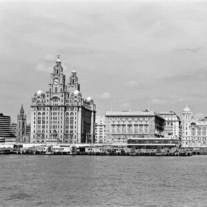 The Pier Head, a riverside location in the city centre of Liverpool, England