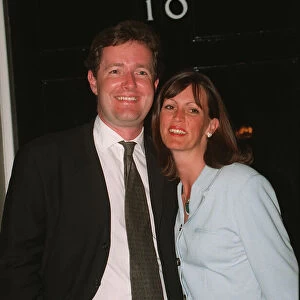 Piers Morgan Mirror Editor with wife July 1997 standing outside door to Number Ten