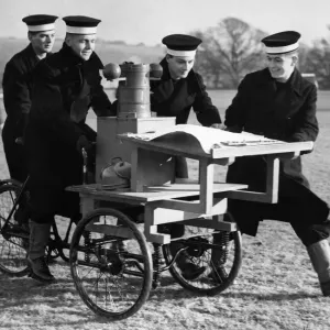 Pilotage tricycles being used by potential Officer ratings of the Royal Navy ship HMS