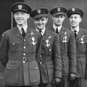 Four pilots of the Polish fighter squadron which played such an important part in the air Four pilots of the Polish fighter squadron which played such an important part in the air