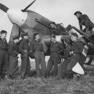 Eight pilots of a rocket projectile Typhoon squadron went to attack a group of enemy Eight pilots of a rocket projectile Typhoon squadron went to attack a group of enemy