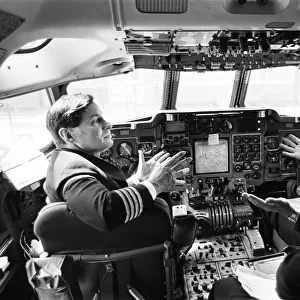 Pilots in Trident cockpit at Heathrow airport. 1st June 1965