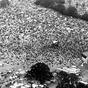 The Pilton pop festival. crowd. Glastonbury Festival 1971