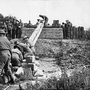 The Pioneer Corps handling tins and drums of petrol and oil using a human chain