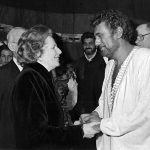 Placido Domingo with Margaret Thatcher after gala performance of Otello by The Royal