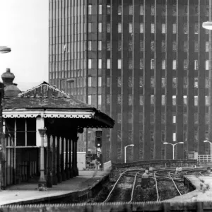 The platform of Manors Railway Station in Newcastle on 18th February 1984 The platform of Manors Railway Station in Newcastle on 18th February 1984