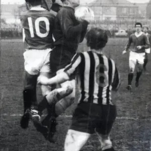 Player manager Jock Wallace clears from mclean and forrest at Berwick circa 1965 Player manager Jock Wallace clears from mclean and forrest at Berwick circa 1965