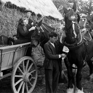 A ploughing match takes place in Cranbrook, Kent. Circa 1946