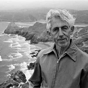 Poet Vernon Watkins on the cliffs near his home in Southgate, Swansea. 28th July 1967