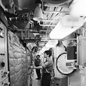 Polaris submarine HMS Resolution sails into Portsmouth. 21st May 1970