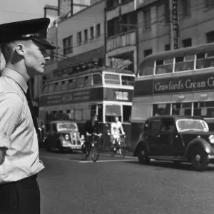 Police Officer on Patrol, Cardiff, Wales, 17th June 1957 Police Officer on Patrol, Cardiff, Wales, 17th June 1957