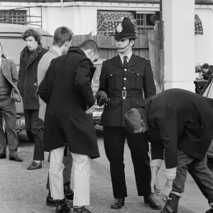 Police at Southend stopped any possible trouble makers, making them remove bootlaces Police at Southend stopped any possible trouble makers, making them remove bootlaces