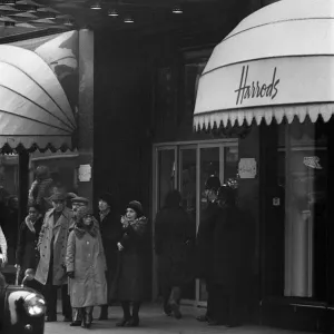 Police in Twos Keep an Eye on Harrods Christmas Print 1978