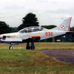 A Polish Air Force PZL Turbo Orlik trainer aircraft taxis before take off for A Polish Air Force PZL Turbo Orlik trainer aircraft taxis before take off for