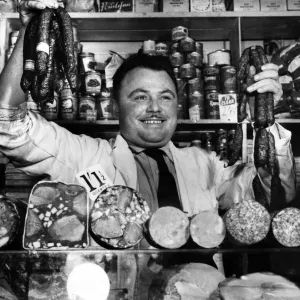 Polish born Jan Zygadlo at his delicatessen stall in the market. 26th September 1958 Polish born Jan Zygadlo at his delicatessen stall in the market. 26th September 1958