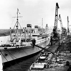 The Polish Liner Batory lies at Hebburn getting ready to make sail in 1951