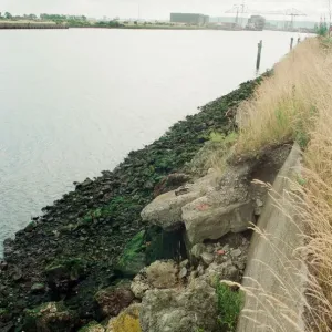 Polluted section of the River Tees, Middlesbrough, 26th July 1993