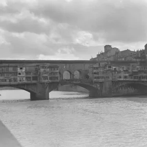 The Ponte Vecchio crossing the River Arno in Florence Circa 1925