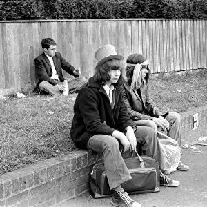 Pop fans waiting around at The Isle of Wight Festival. 30th August 1969
