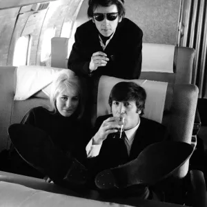 Pop Group The Beatles 7th February 1964. John Lennon, Cynthia Lennon & Recording manager Pop Group The Beatles 7th February 1964. John Lennon, Cynthia Lennon & Recording manager