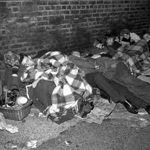 Pop Group The Beatles November 1963 Night shots of fans a sleep queuing