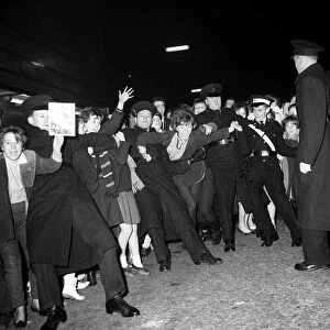 Pop Group The Beatles November 1963 Police hold back fans