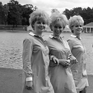 Pop group The Bell sisters from Liverpool taking time off from a busy round of