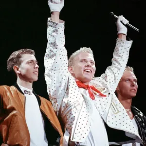 Pop group Bros, from left to right, Craig Logan, Matt Goss and Luke Goss. 10th July 1988