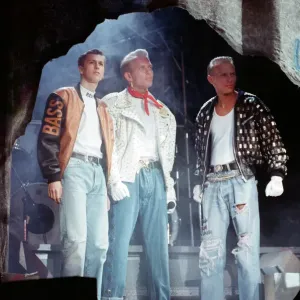 Pop group Bros, from left to right, Craig Logan, Matt Goss and Luke Goss. 10th July 1988