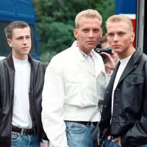 Pop group Bros, from left to right, Craig Logan, Matt Goss and Luke Goss. 3rd July 1988