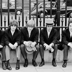 Pop group The Easy Beats outside Buckingham Palace after being refused entry to