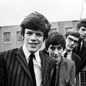 Pop group Herman and the Hermits on the roof at Ivor Court in Gloucester Place, London
