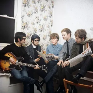 Pop group Manfred Mann in Alpha studios during 1964 rehearsal of 54321 for Thank Pop group Manfred Mann in Alpha studios during 1964 rehearsal of 54321 for Thank