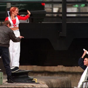 Pop Group Spice Girls Members Mel C and Geri filming in London Docklands for their new
