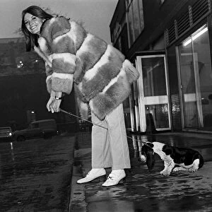Pop singer Sandie Shaw with her pet dog January 1969