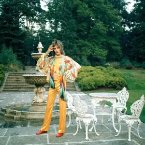 Pop Star Rod Stewart in the garden of his home at Windsor, Berks Pop Star Rod Stewart in the garden of his home at Windsor, Berks