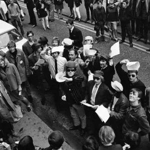 Pop stars meet in Carnaby Street, London to become founder members of an anti bowler hat Pop stars meet in Carnaby Street, London to become founder members of an anti bowler hat