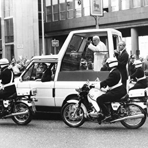Pope John Paul II Visit to Britain 1982 The Pope waves to the crowds lining his