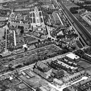 Port Sunlight, Cheshire. Factories can be seen in the background. 10th August 1937 Port Sunlight, Cheshire. Factories can be seen in the background. 10th August 1937